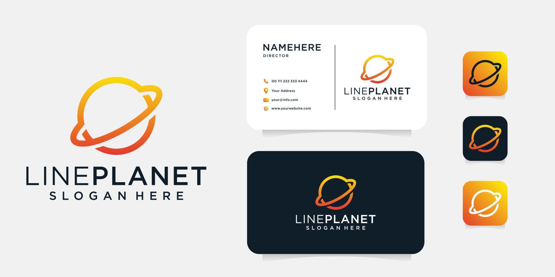 Vector logo design which depicts a planet against which circle ring