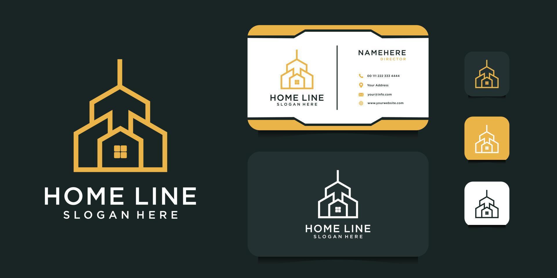 Building real estate logo design with business card template vector
