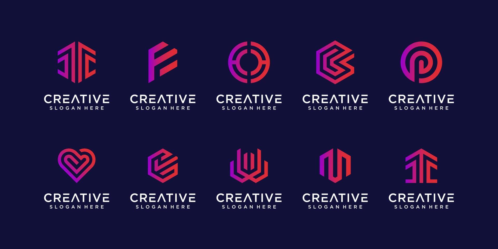 Abstract monogram logo design bundle collection vector