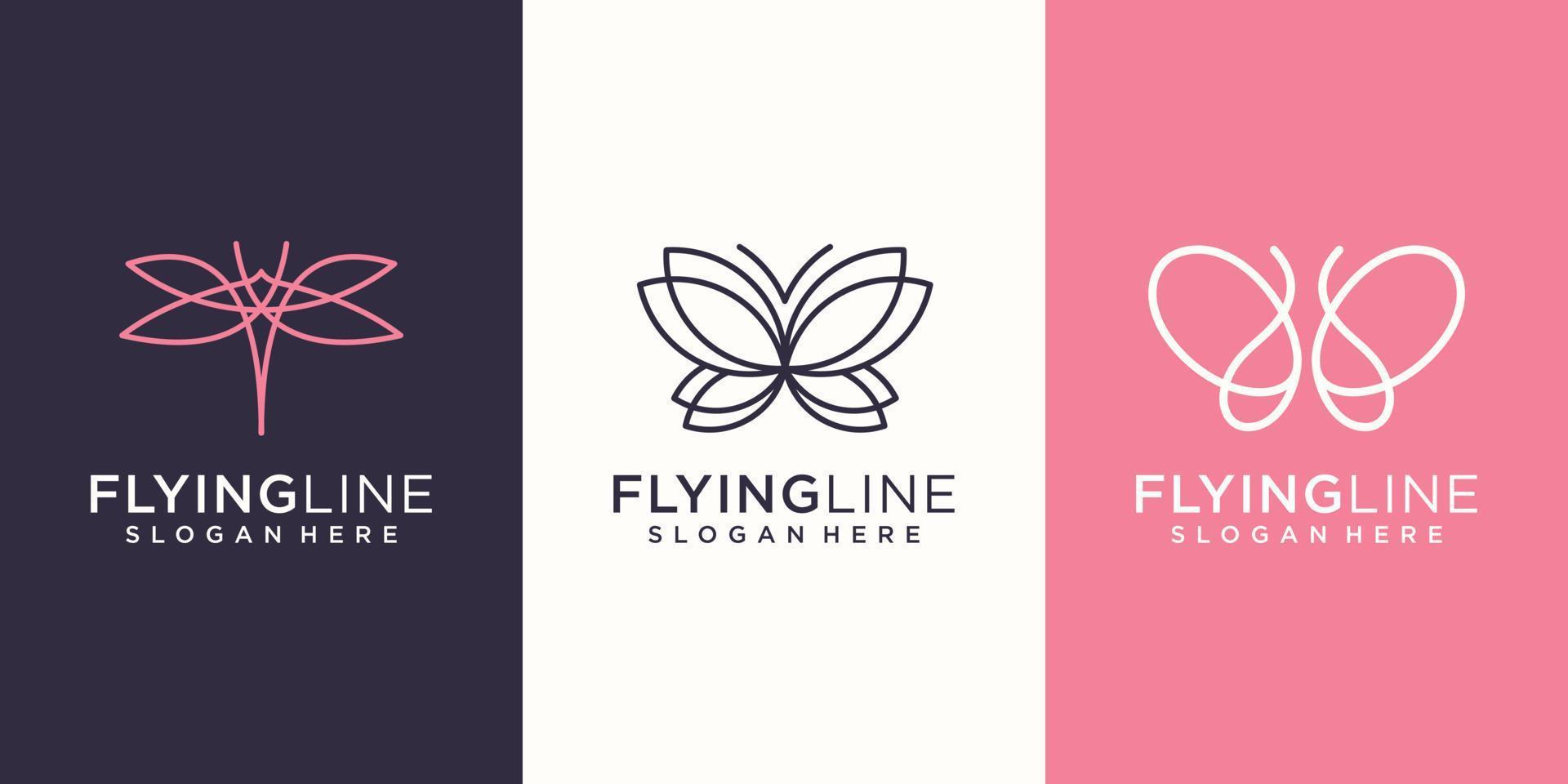 Fly monogram animal logo design template inspiration vector