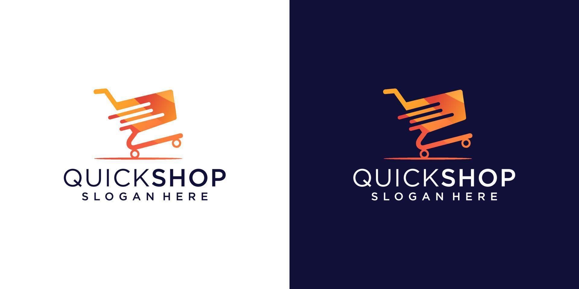 Quick shop logo design in gradient concept vector