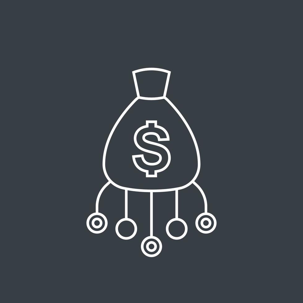 Financial assets diversification, interest return, investing linear icon vector