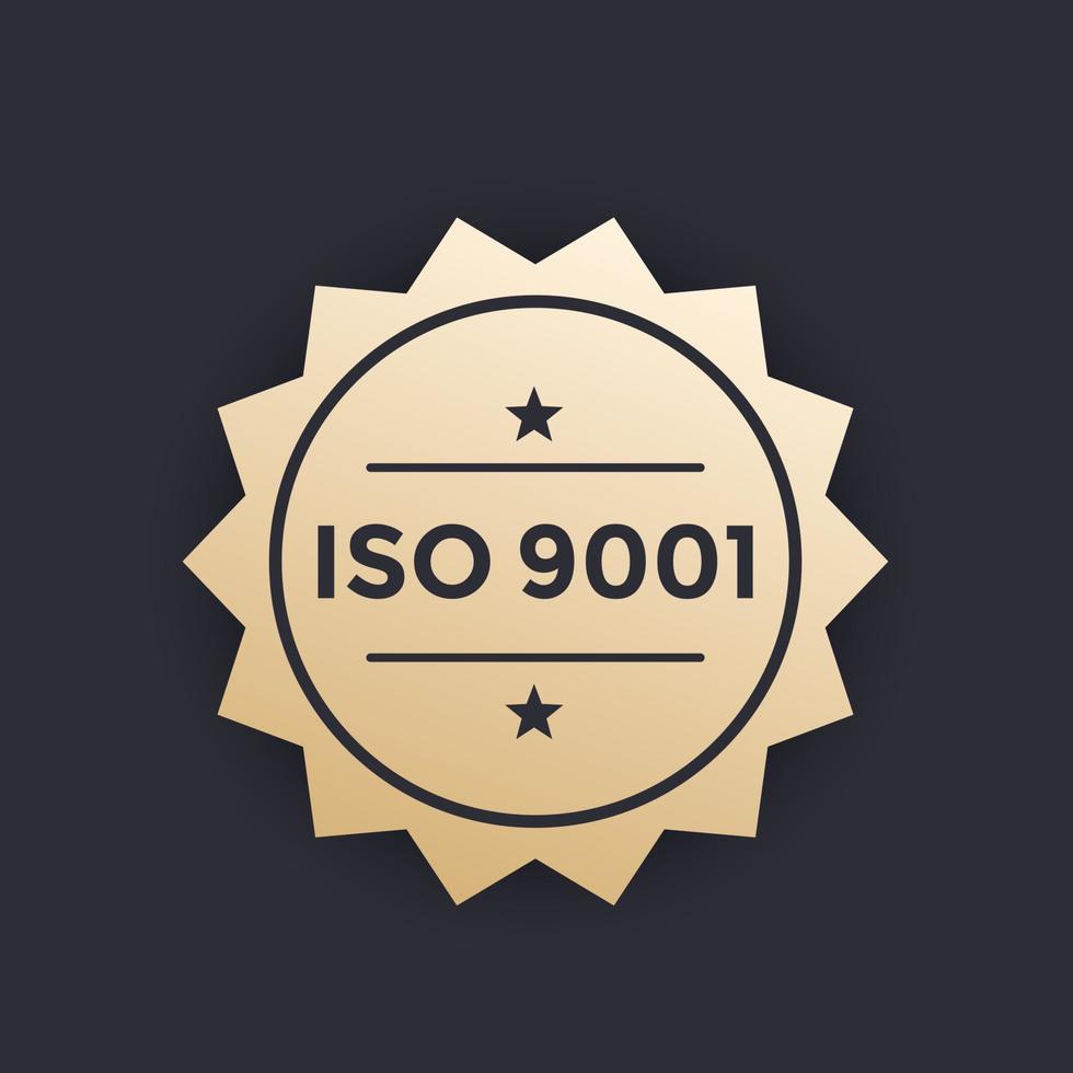 ISO 9001 badge, vector label
