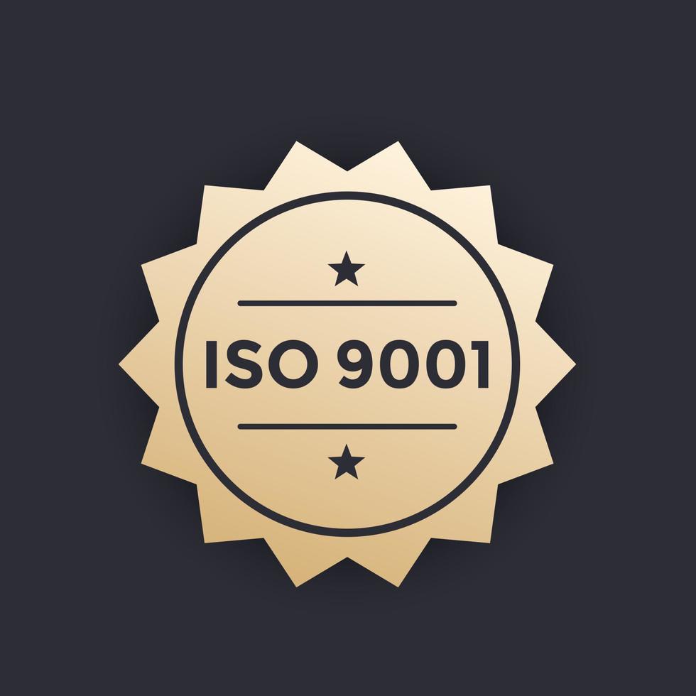 Insignia ISO 9001, etiqueta vectorial vector