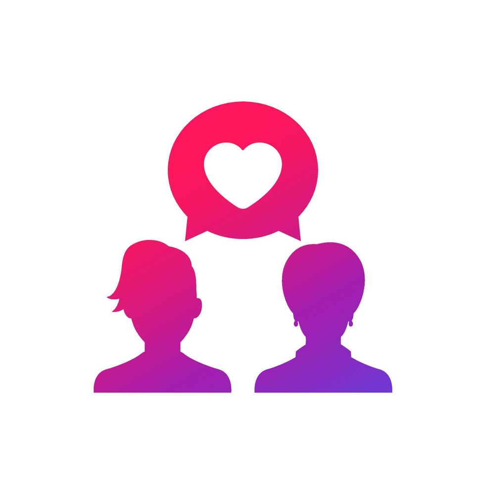 love chat vector icon with two women