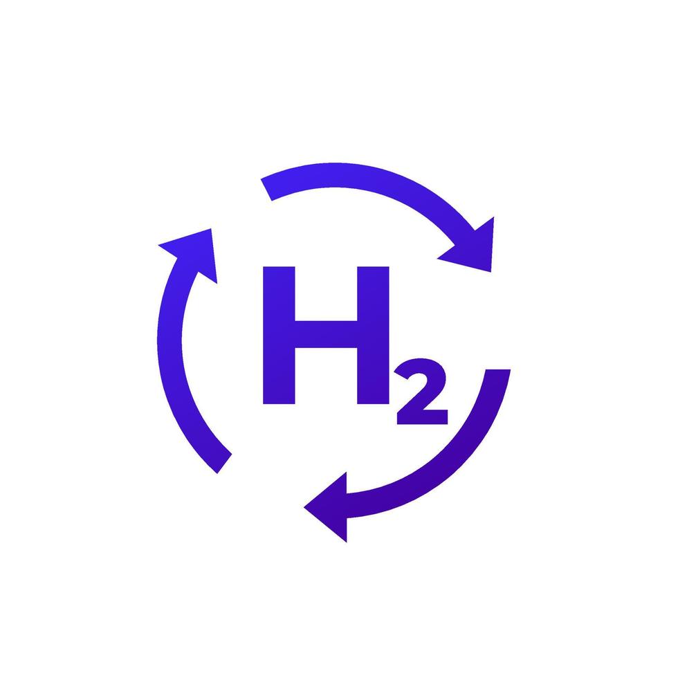 hydrogen energy, h2 vector icon with arrows