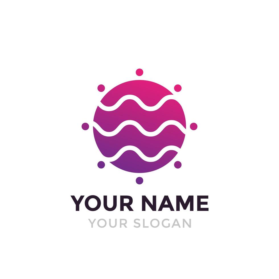 round vector violet logo with waves