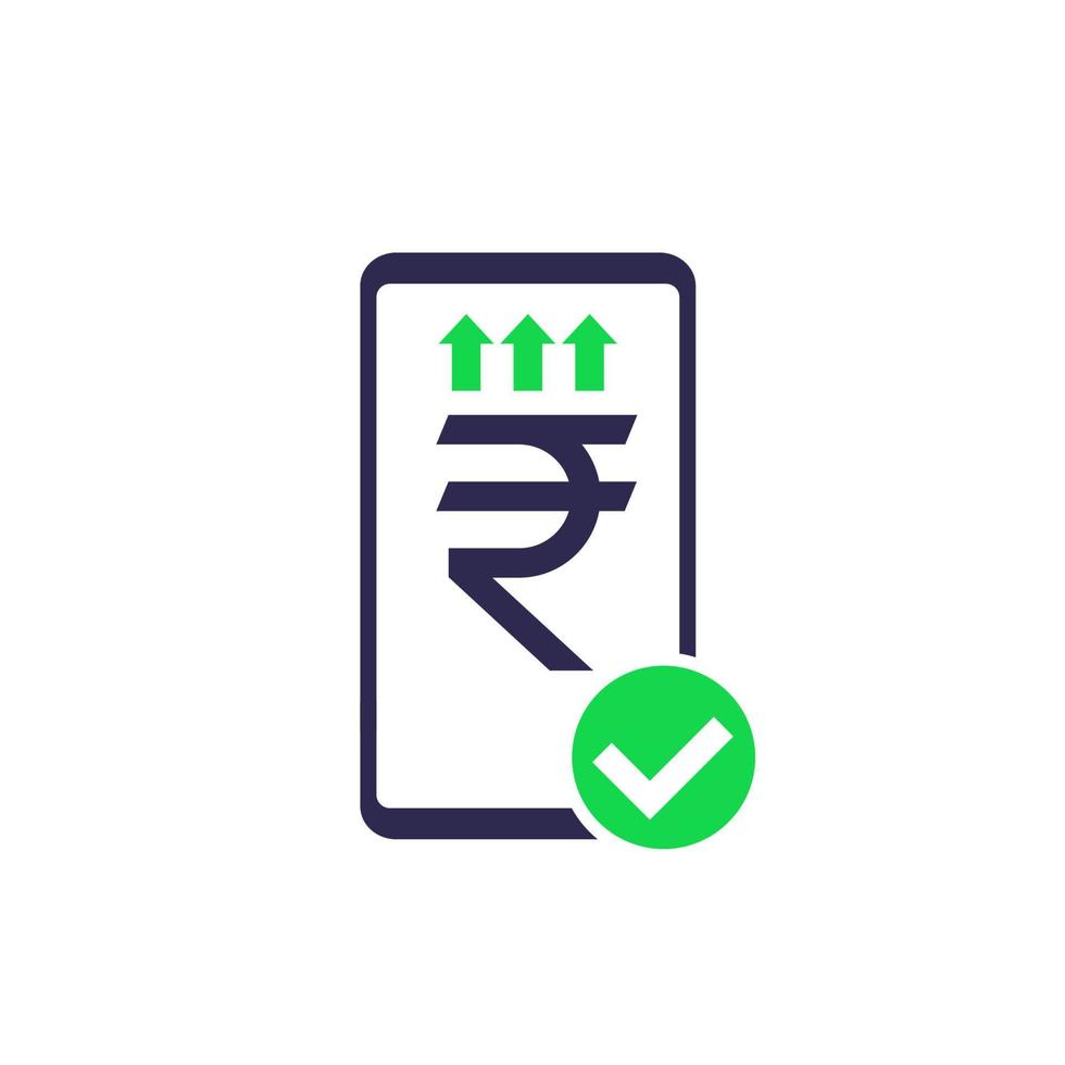 icono de pago móvil con rupia india vector