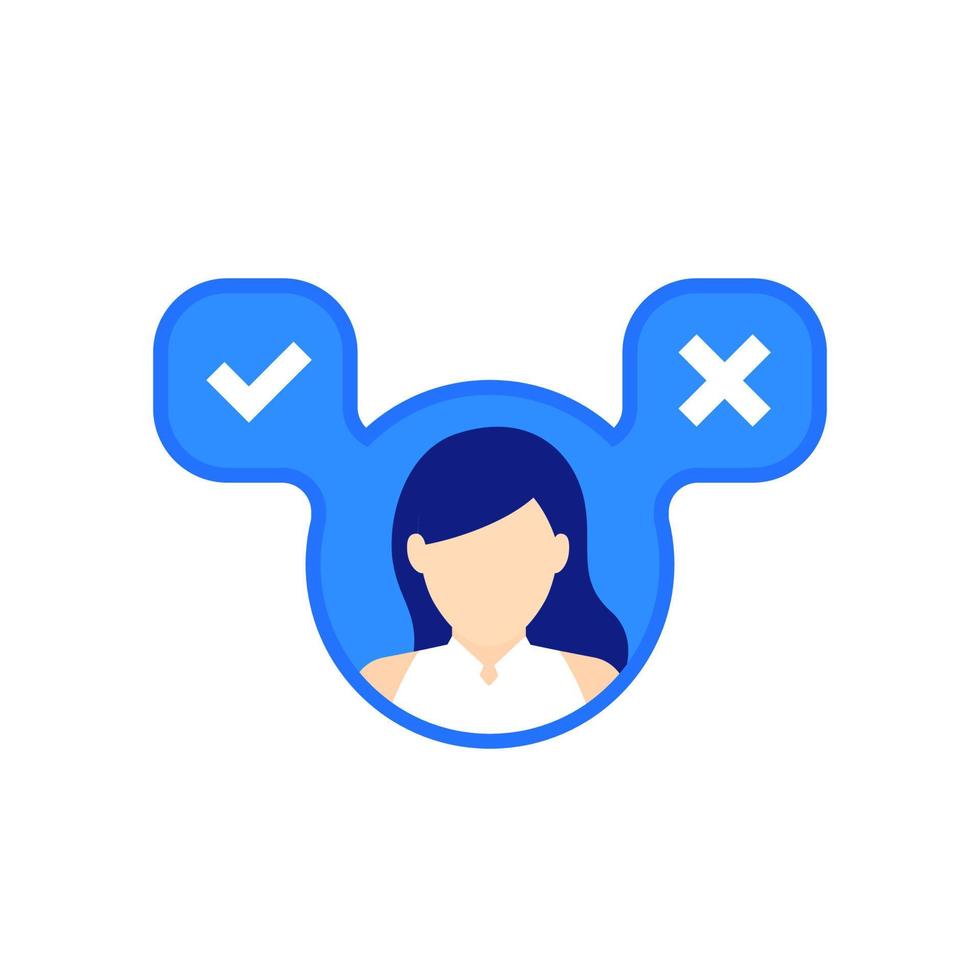 Pros and cons icon with girl vector