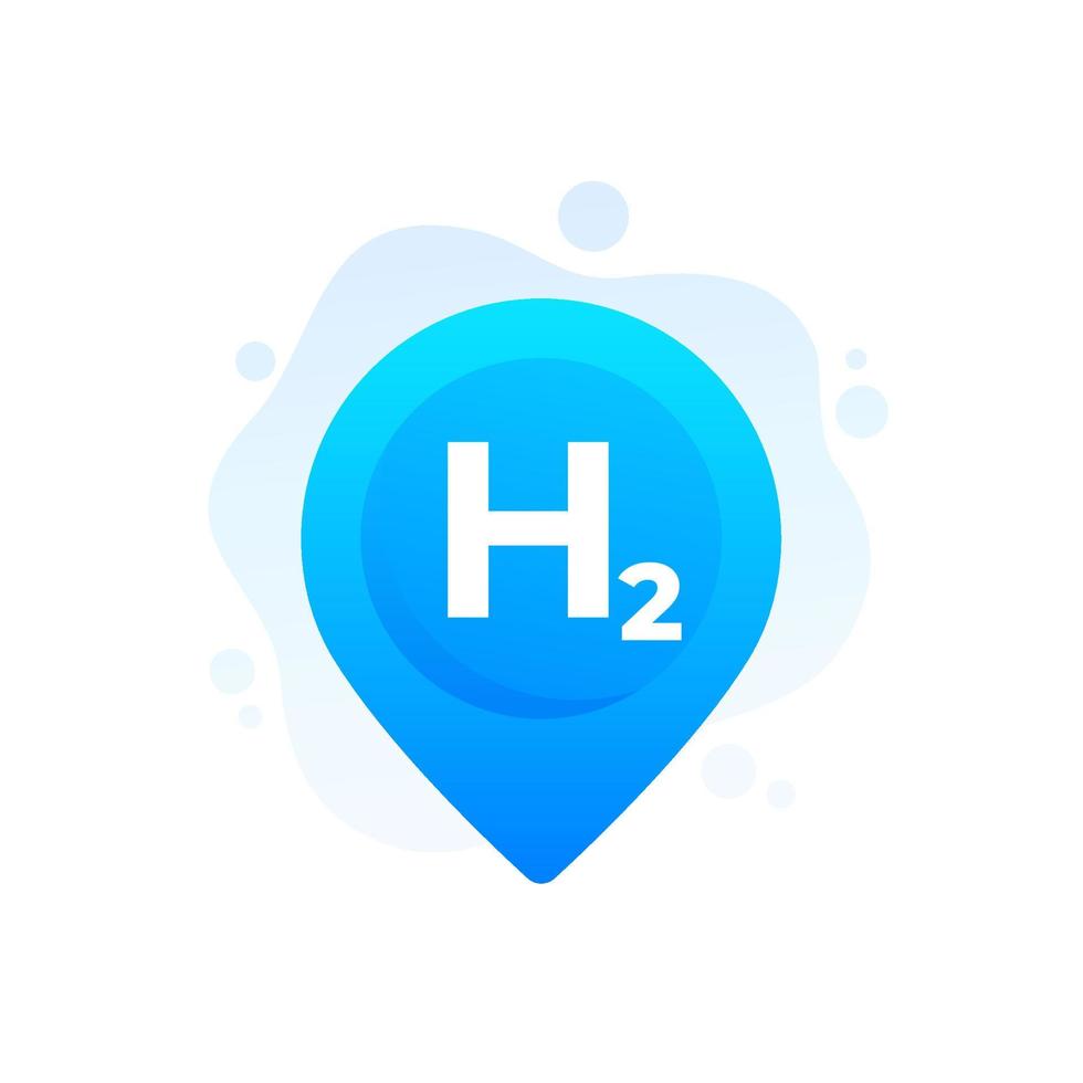 hydrogen icon with pin marker vector