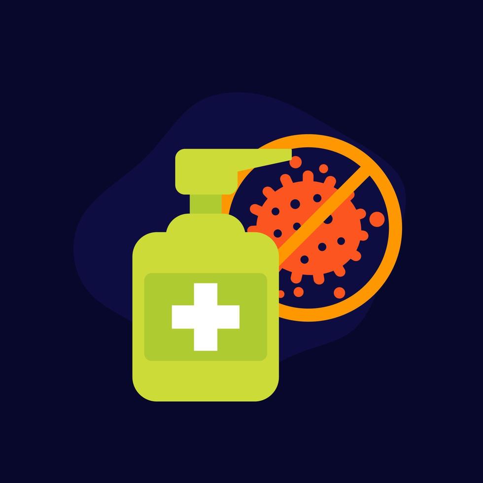 antiseptic, antibacterial gel, stop virus icon vector