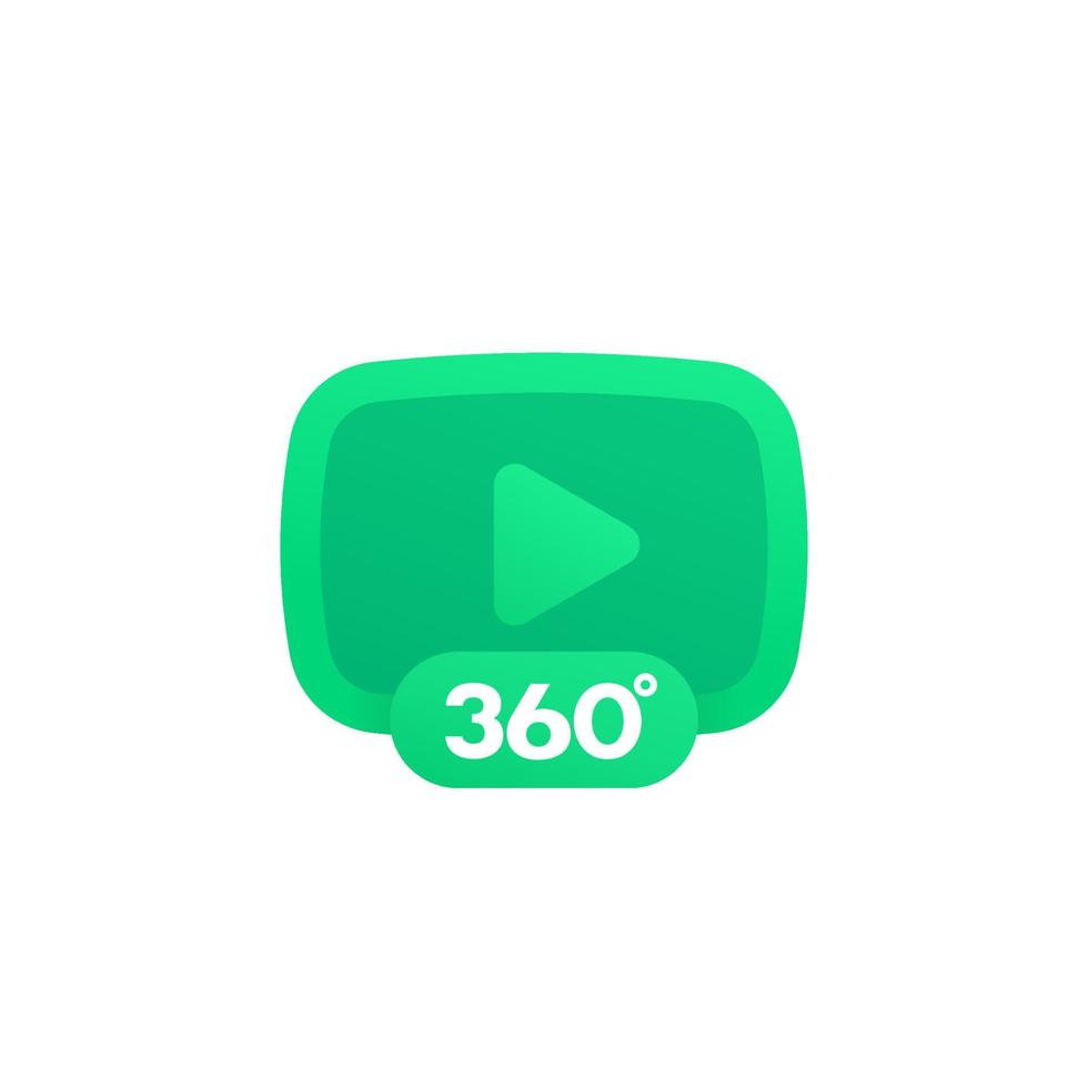 360 degrees video player vector icon, green on white
