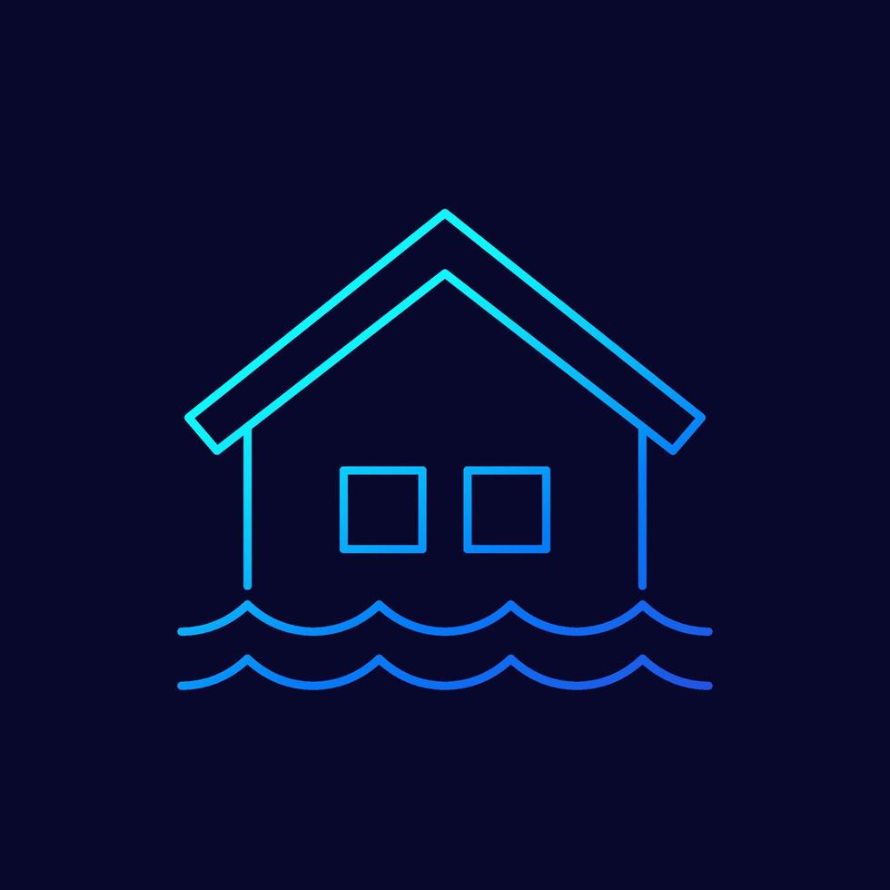 Flood line vector icon with a house