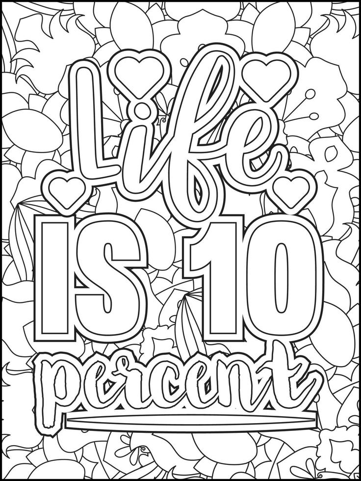 Motivational quotes coloring page. Inspirational quotes coloring page. Positive quotes coloring page. Good vibes. Motivational swear word. Motivational typography. vector