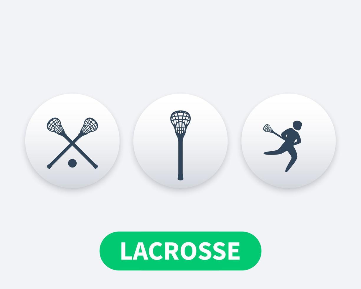 Lacrosse icons, player in game, sticks vector