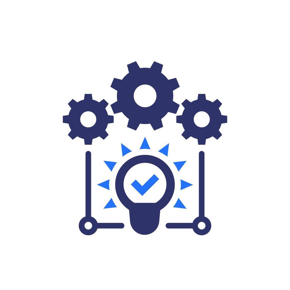 idea execution icon with gears vector