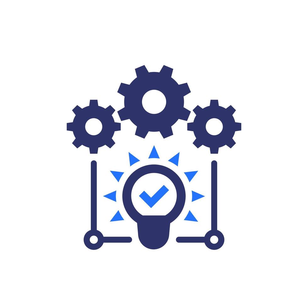 idea execution icon with gears vector