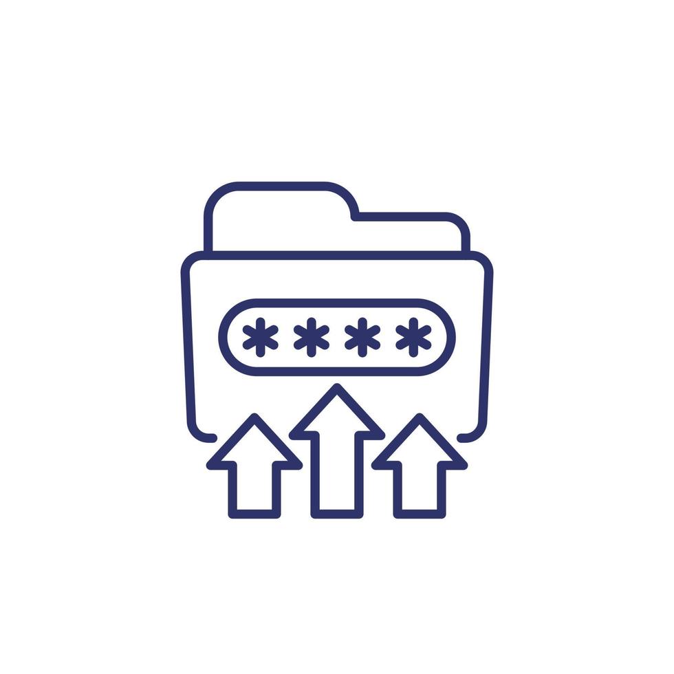 Move to folder with password, line icon vector