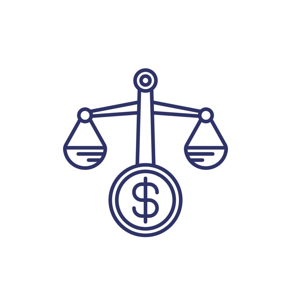 Scales and money line icon vector