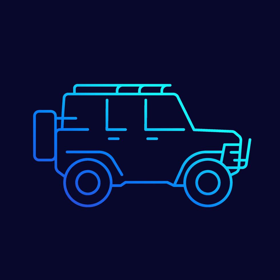 off-road car, 4wd suv linear icon vector