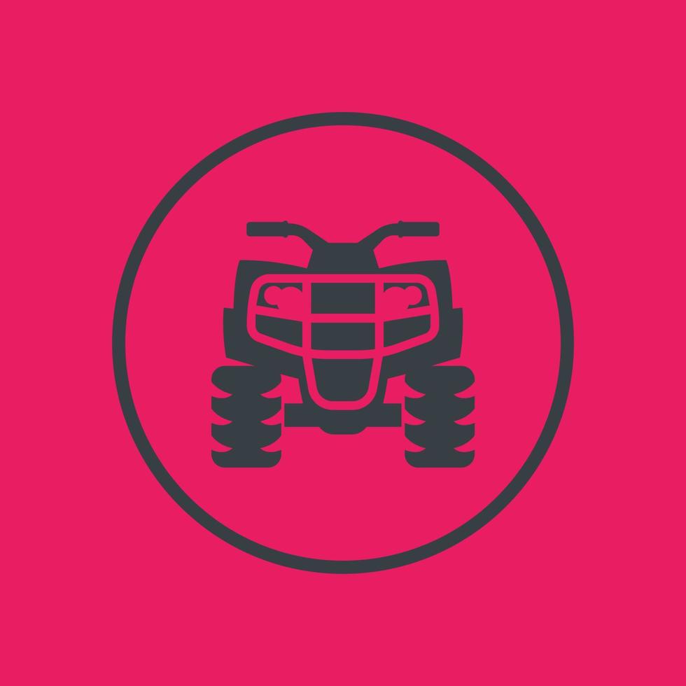 quad bike icon in circle, all terrain vehicle, atv, quadricycle, vector illustration