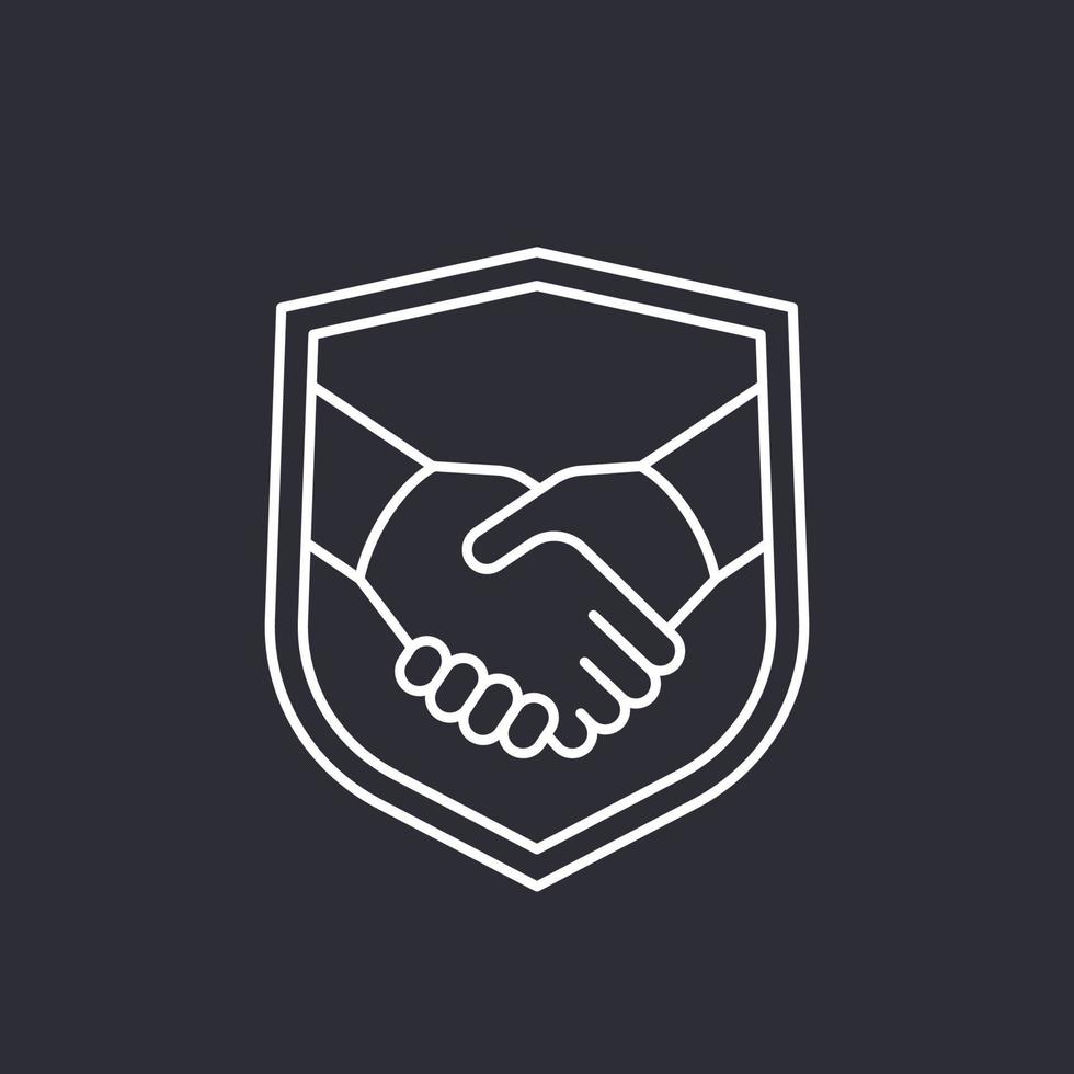 safe deal, partnership icon with handshake vector