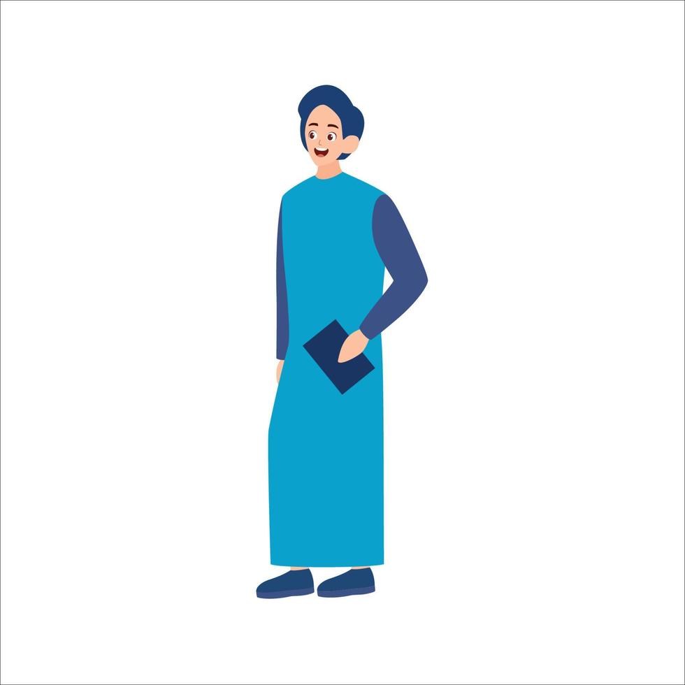 Conducting activities wearing Islamic dress vector illustration