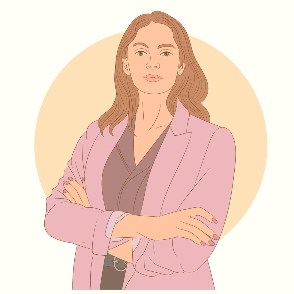 Pretty business woman standing with arms crossed vector