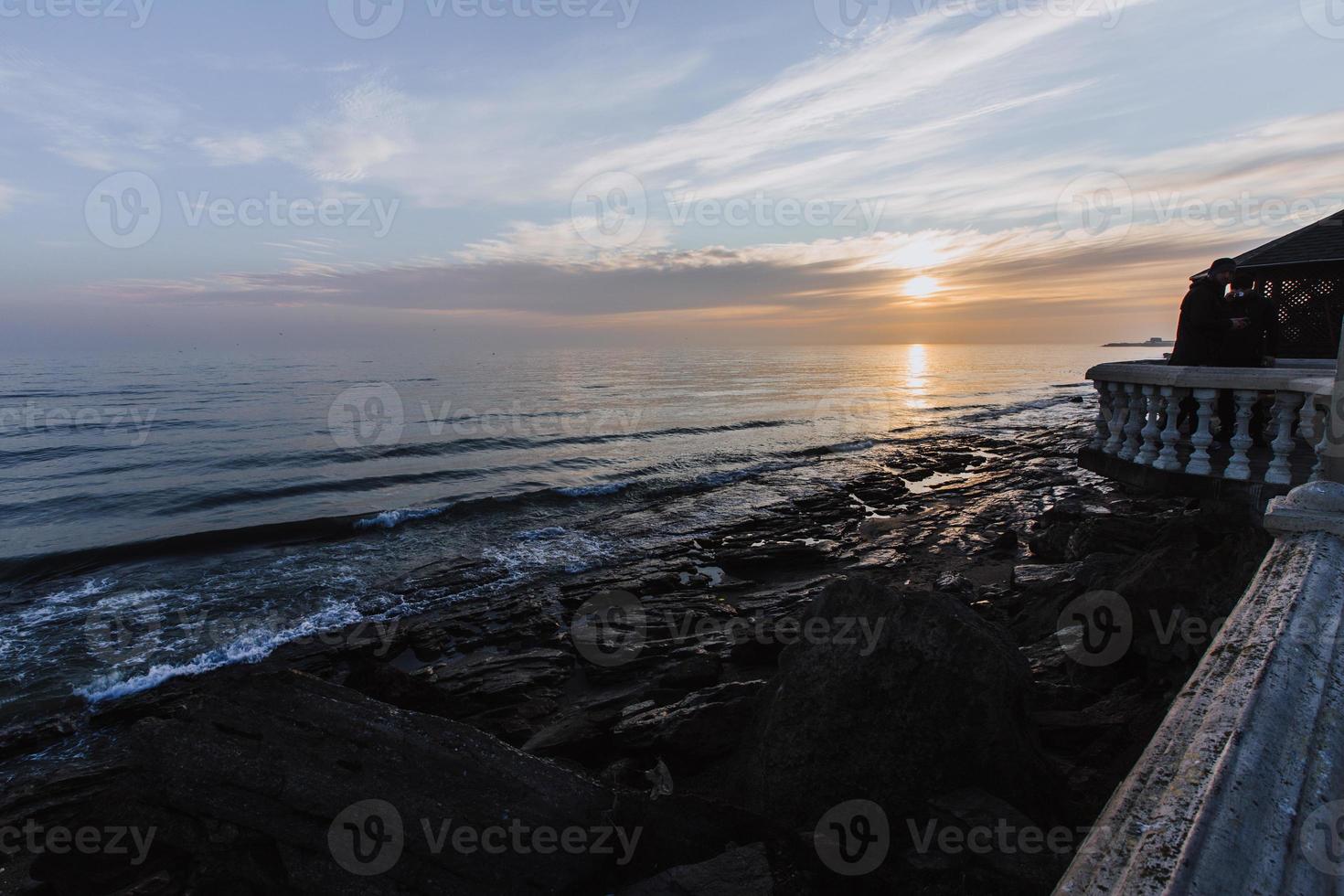 Beautiful dawn over the Caspian sea in Dagestan, Russia photo