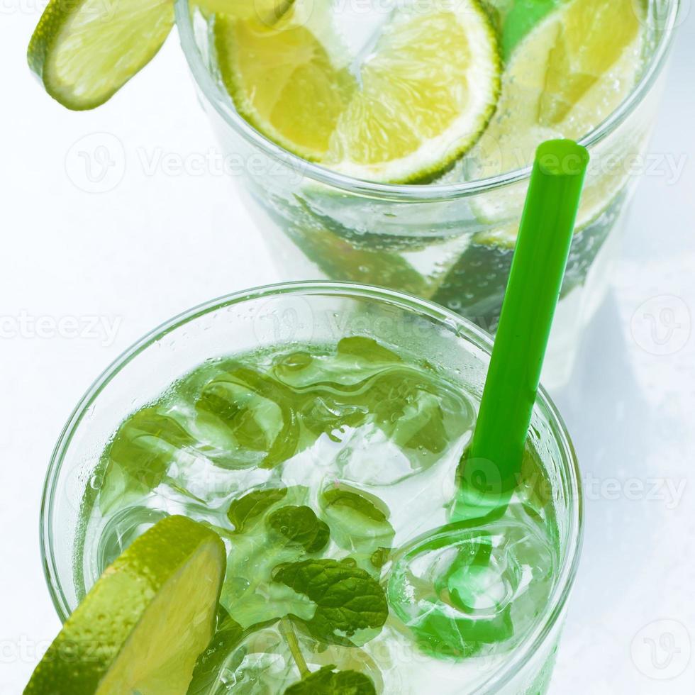 Fresh drink with lime and mint photo