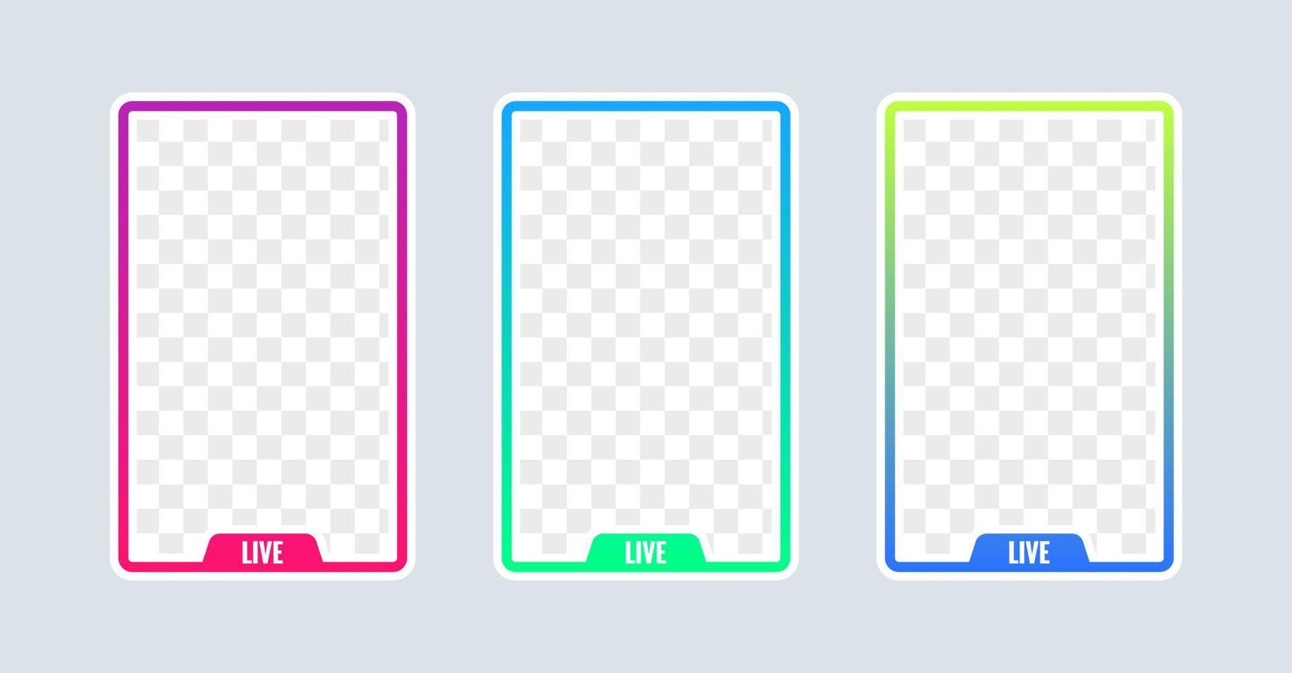 Portrait frame for live streaming video or editing video. Vertical frame for live streaming on social media. vector