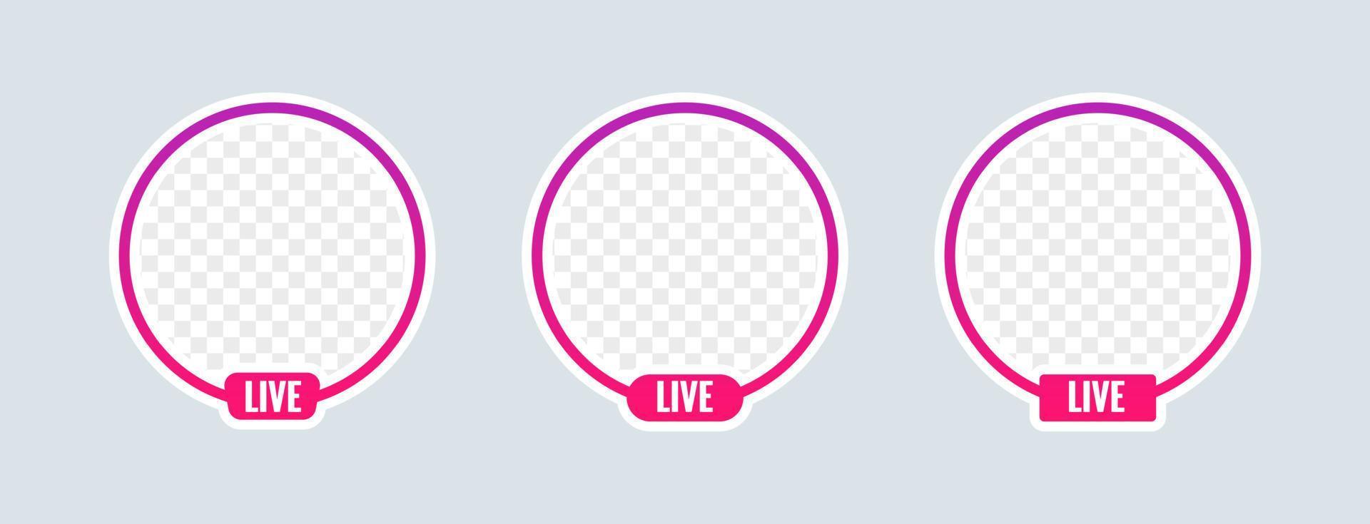 Round profile frame for live streaming on social media. Gradient livestream frame. vector