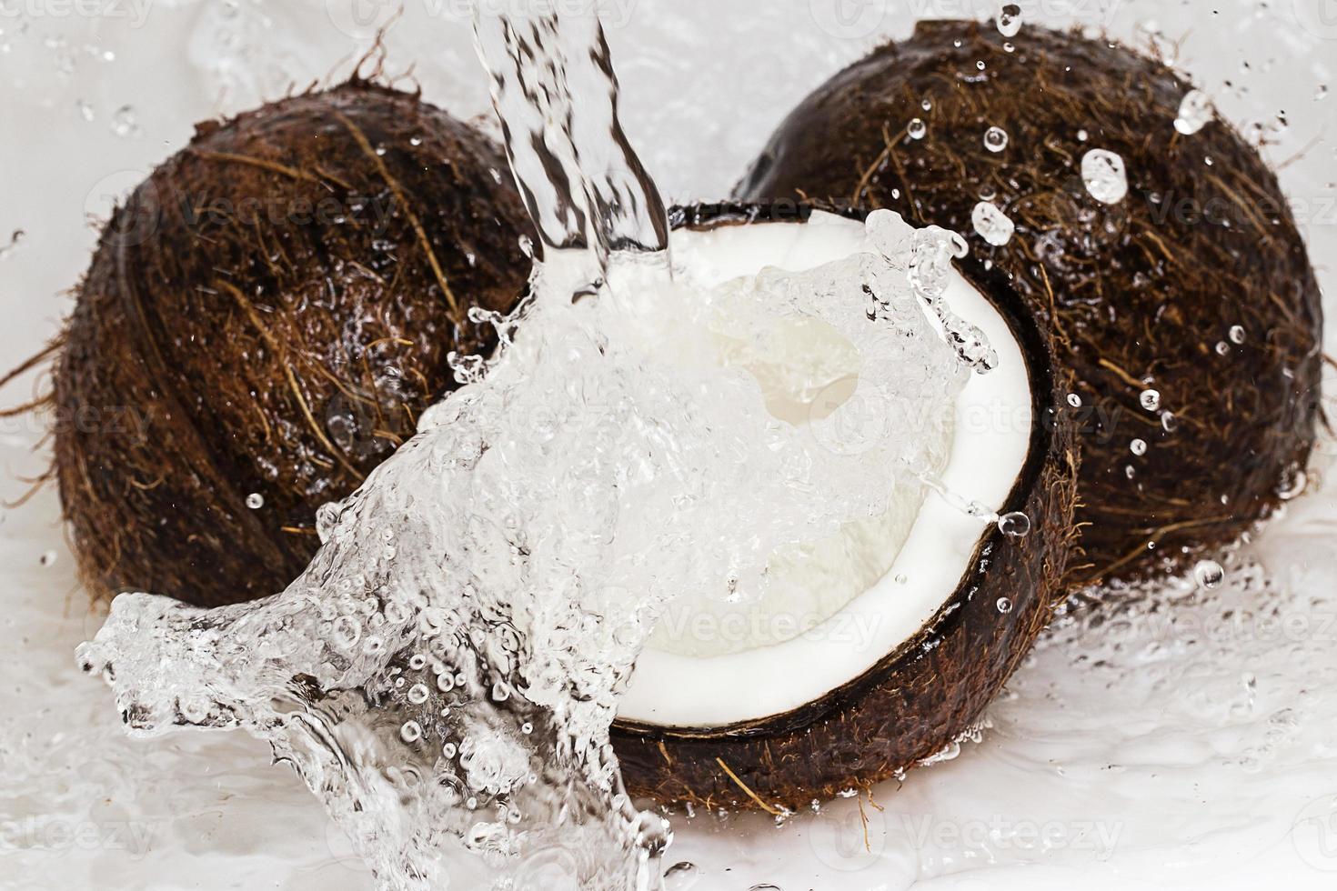 Coconuts and water splash photo