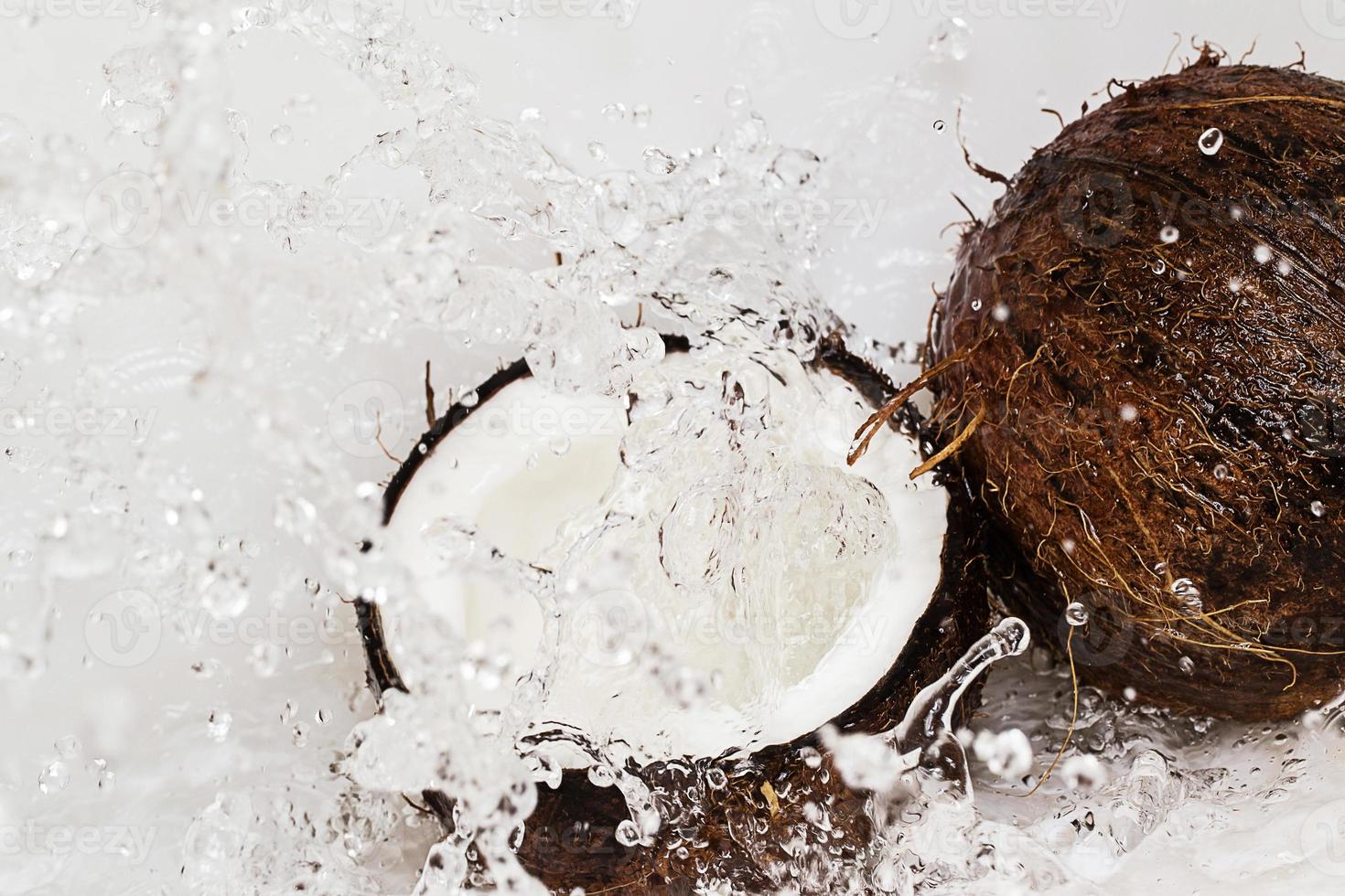 Coconuts and water splash photo