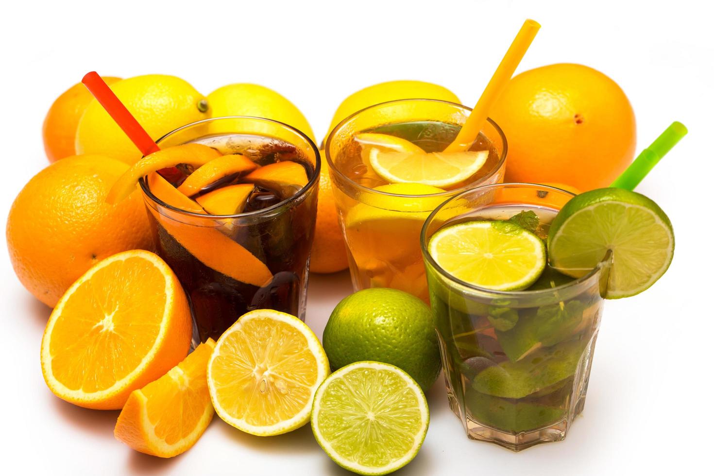 Cocktails with different citrus fruits photo