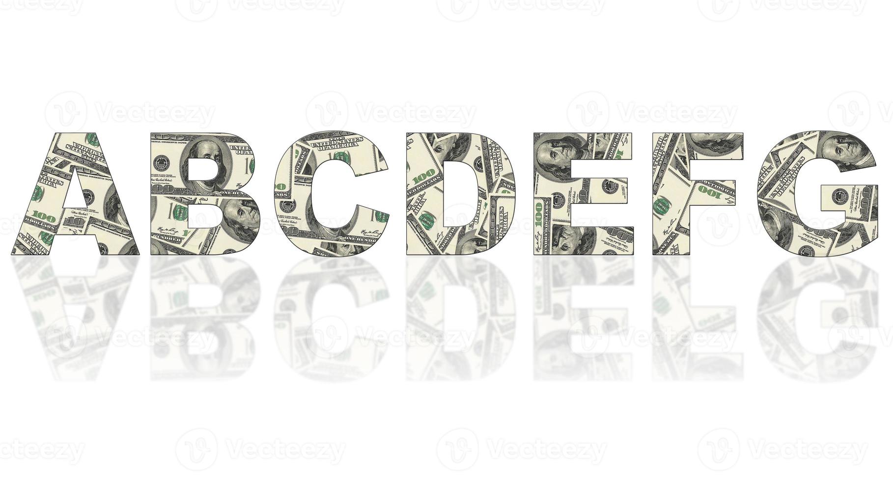 Latters of alphabet made of dollars photo