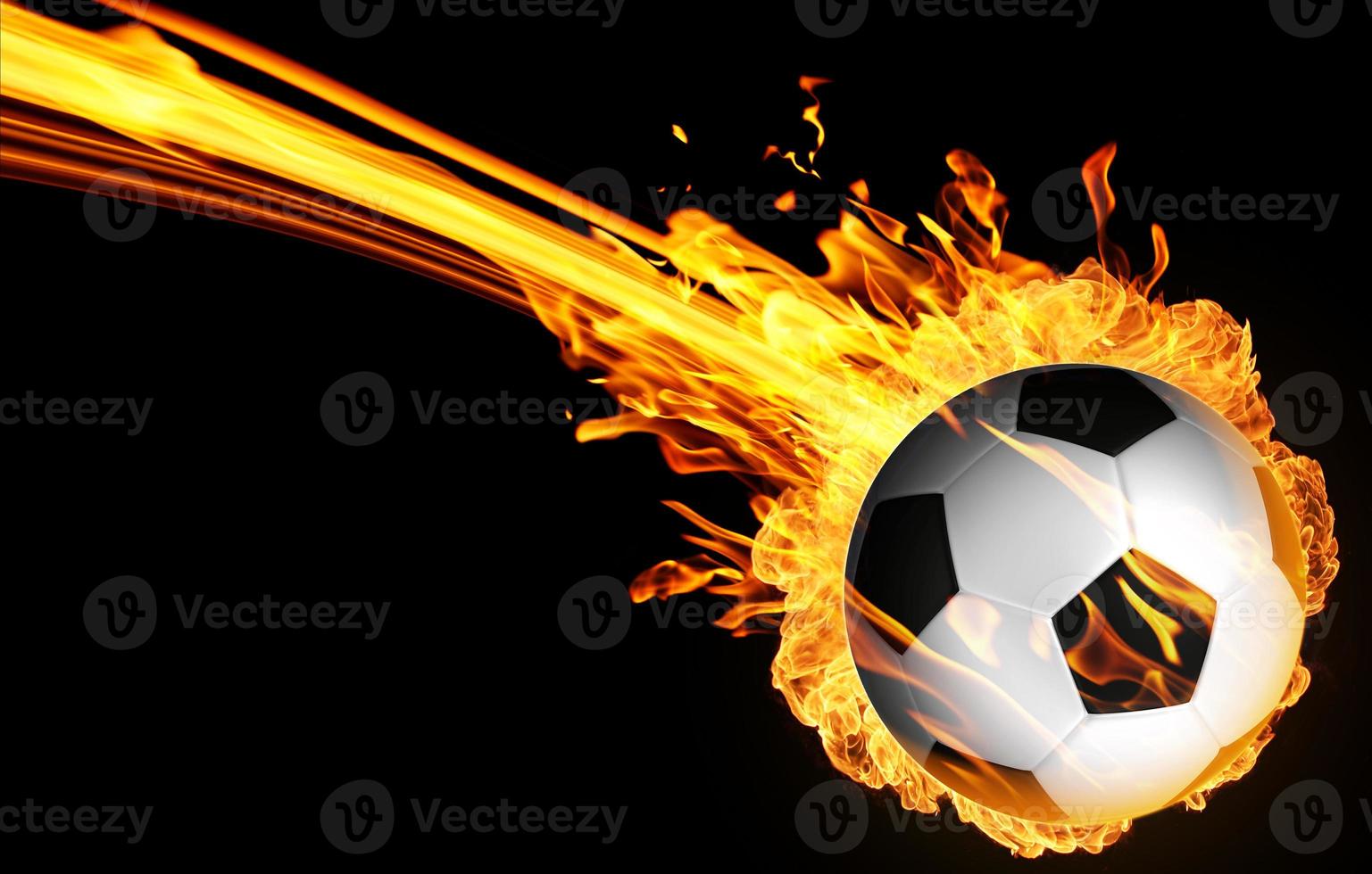 Soccer ball in fire flames photo