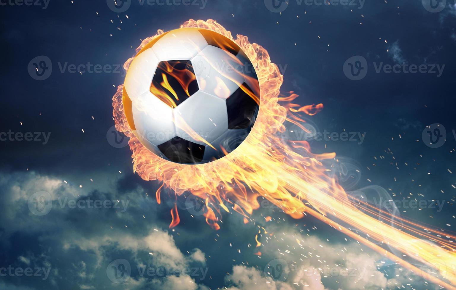 Soccer ball in fire flames photo