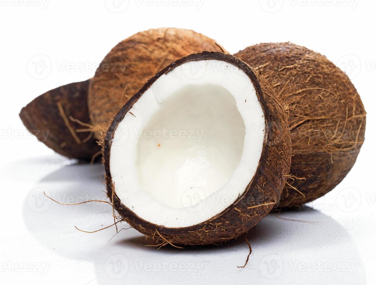 Coconuts on white background photo