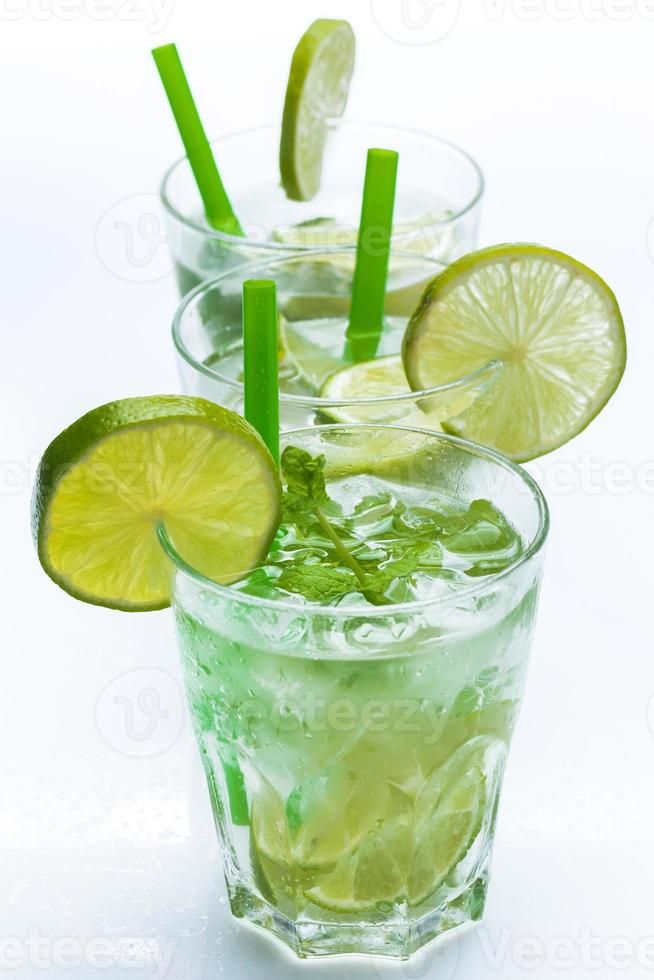 Fresh drink with lime and mint photo