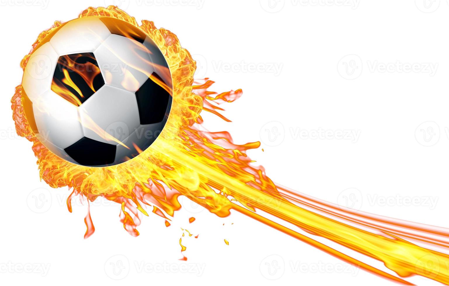 Soccer ball in fire flames photo