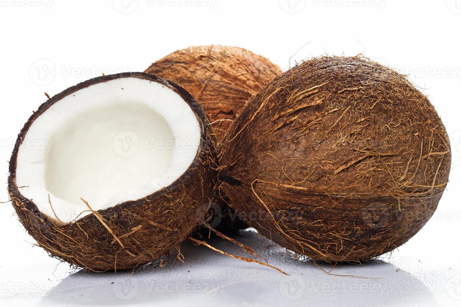 Coconuts on white background photo