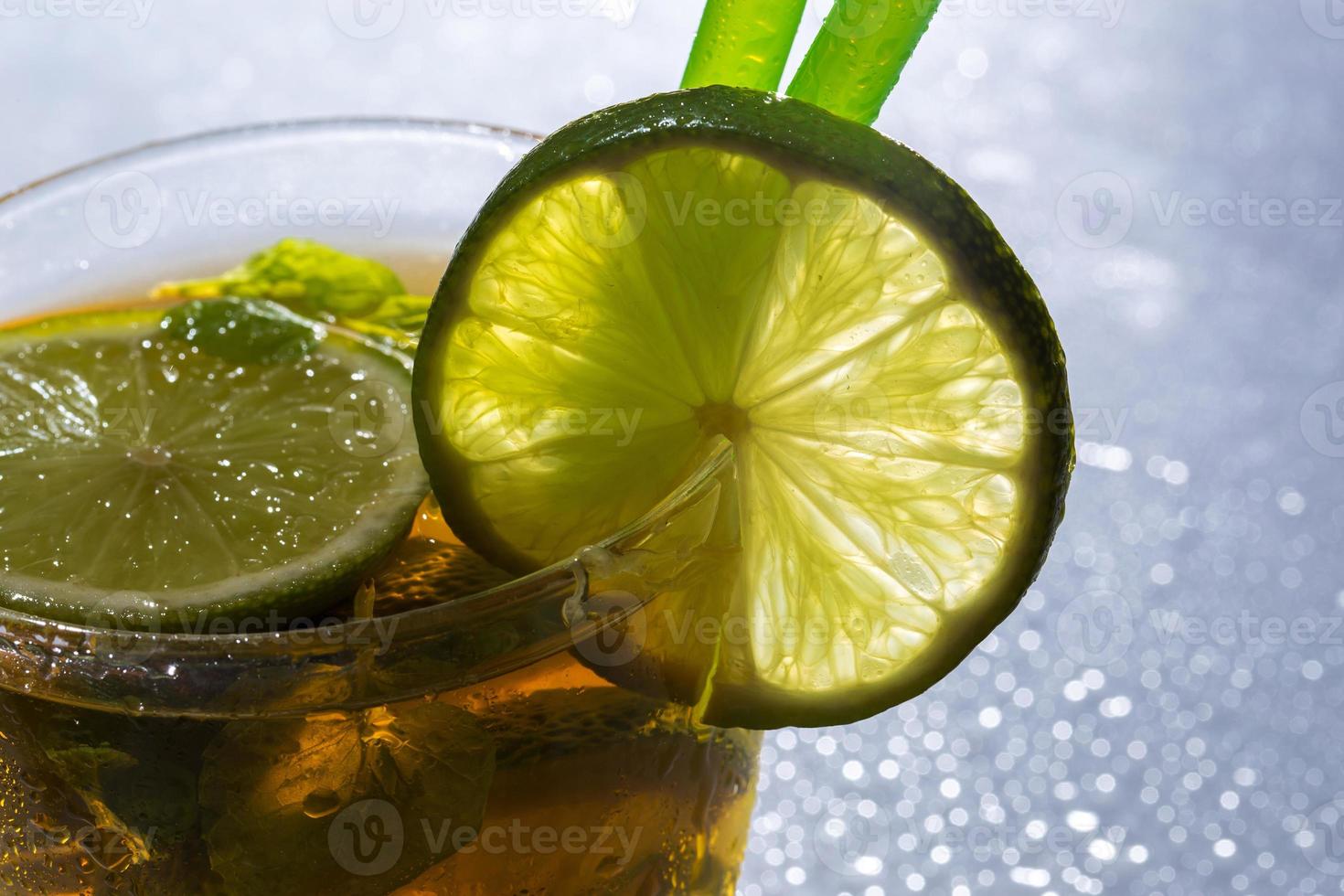 Fresh ice tea with lime photo