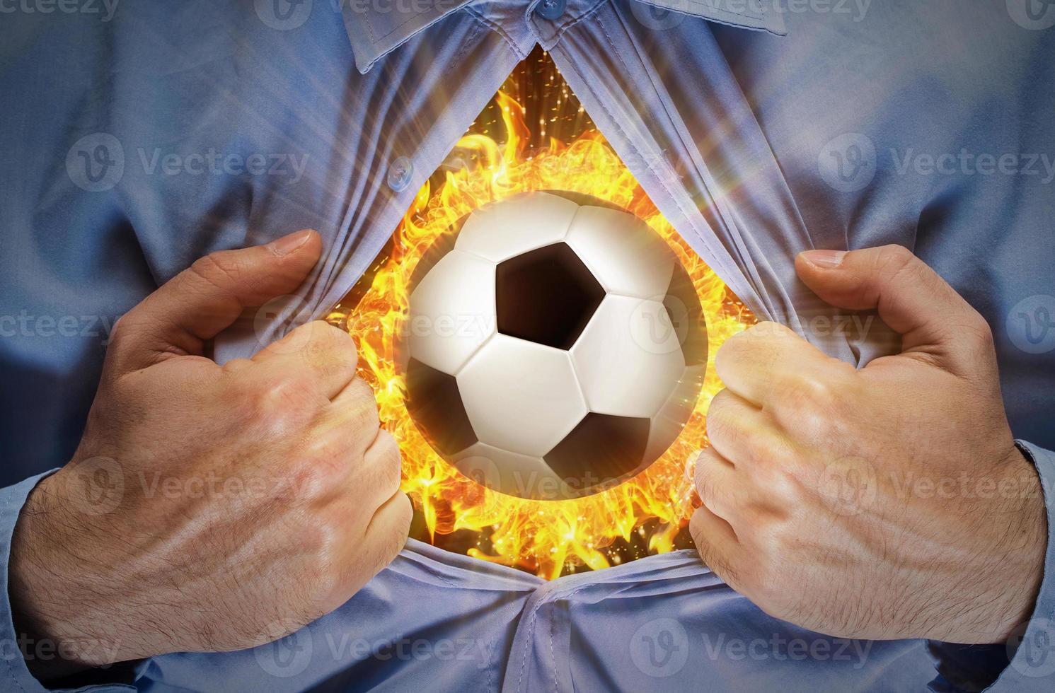 Burning soccer ball behind a shirt photo