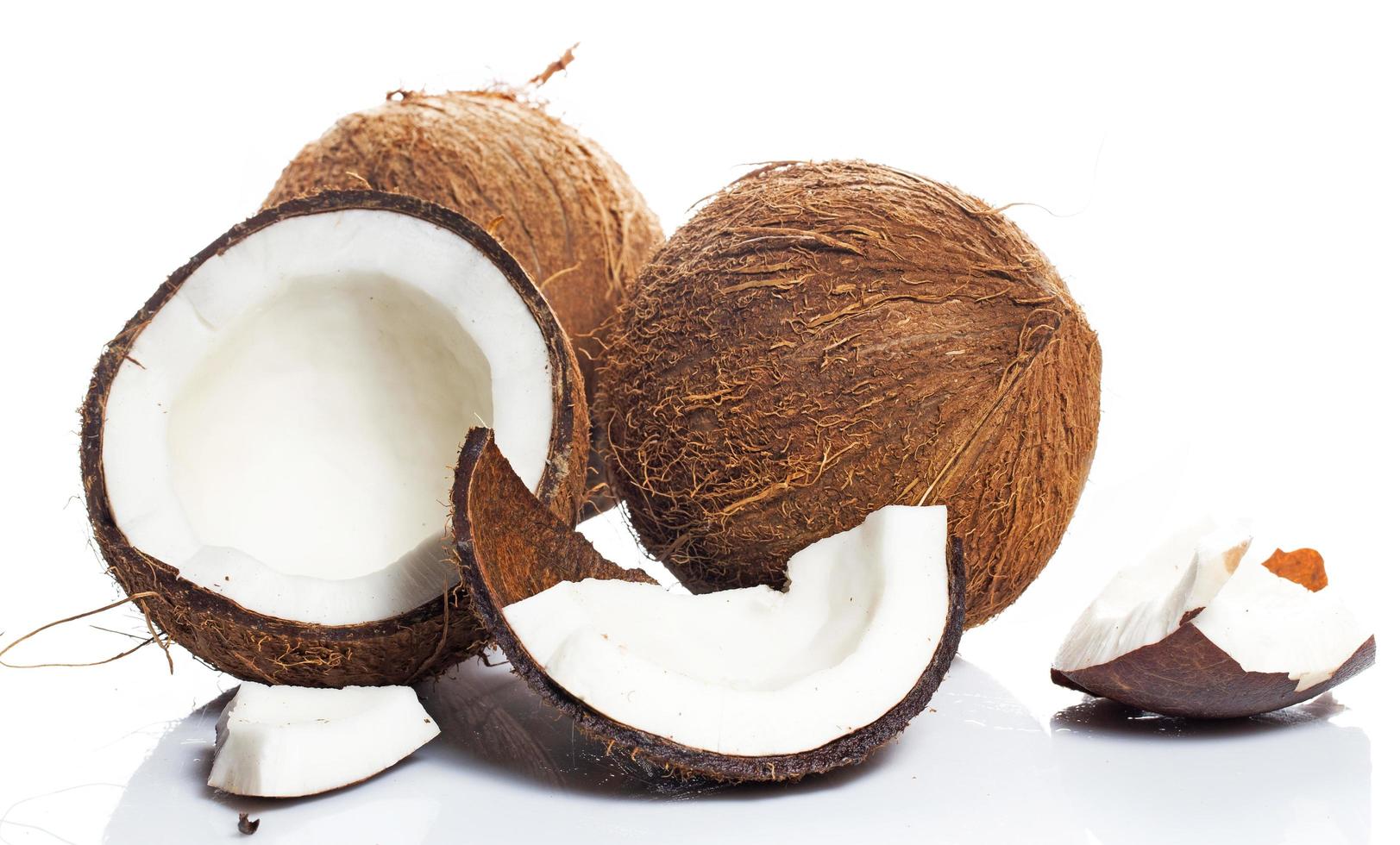 Coconuts on white background photo