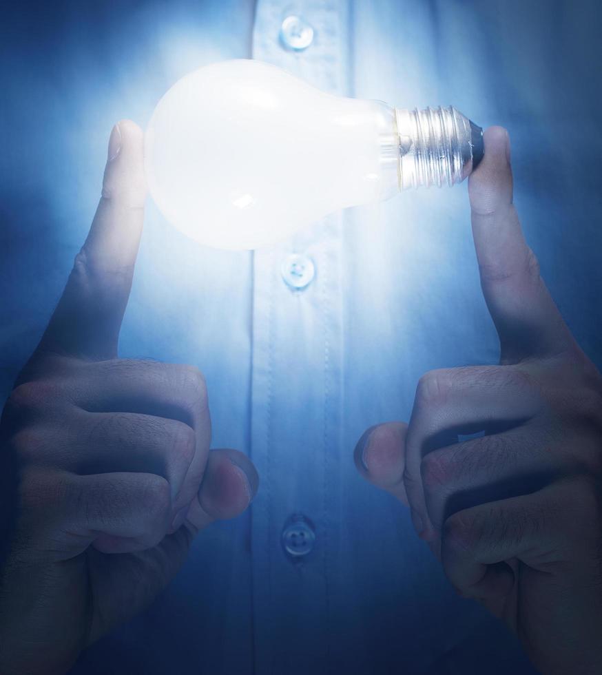 Hands with light bulb photo