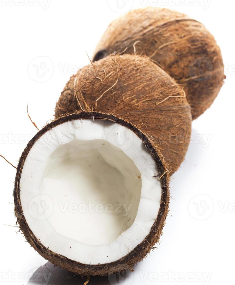 Coconuts on white background photo