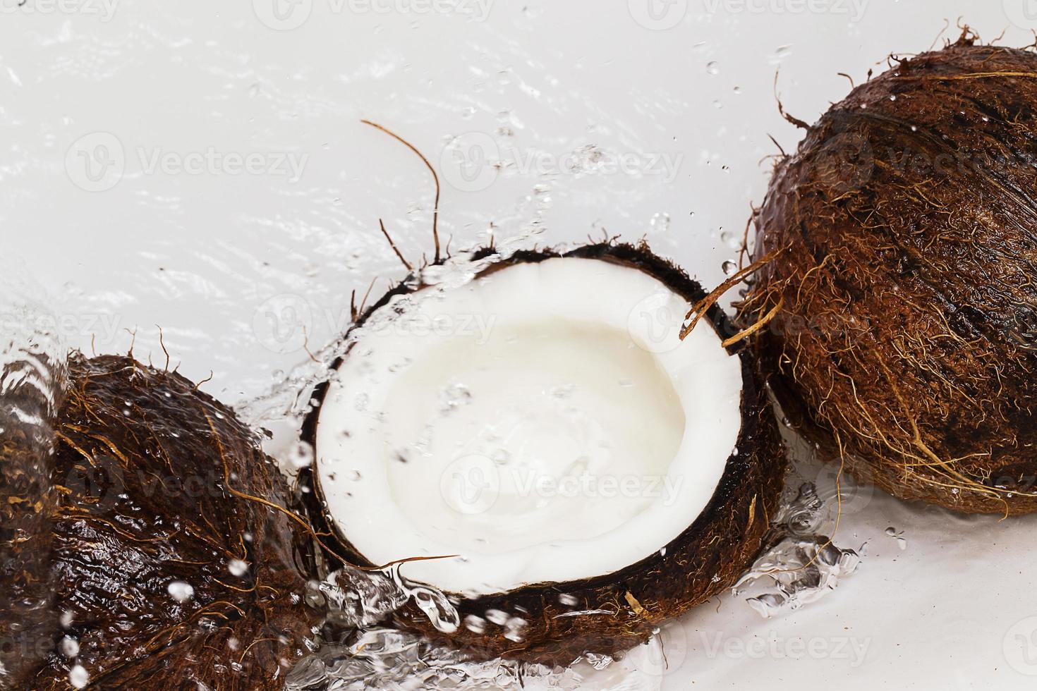 Coconuts and water splash photo