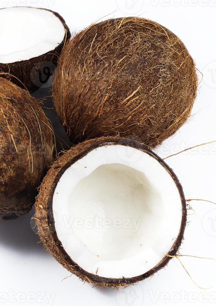 Coconuts on white background photo
