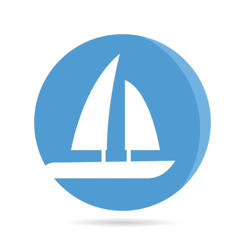 sailing ship icon in blue roud button vector
